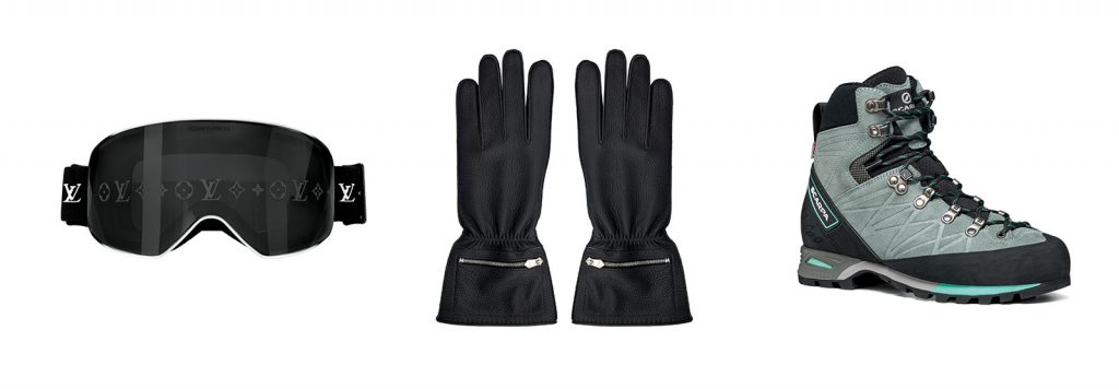 Left: LV SKI - Centre: Hermès - Right: Scarpa Marmolada Pro